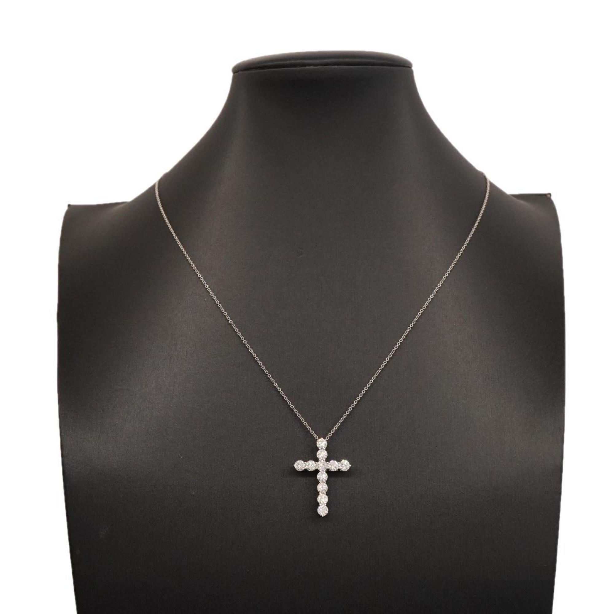 Tiffany Necklace Cross Large 11PD Diamond Pt950 Platinum Women's