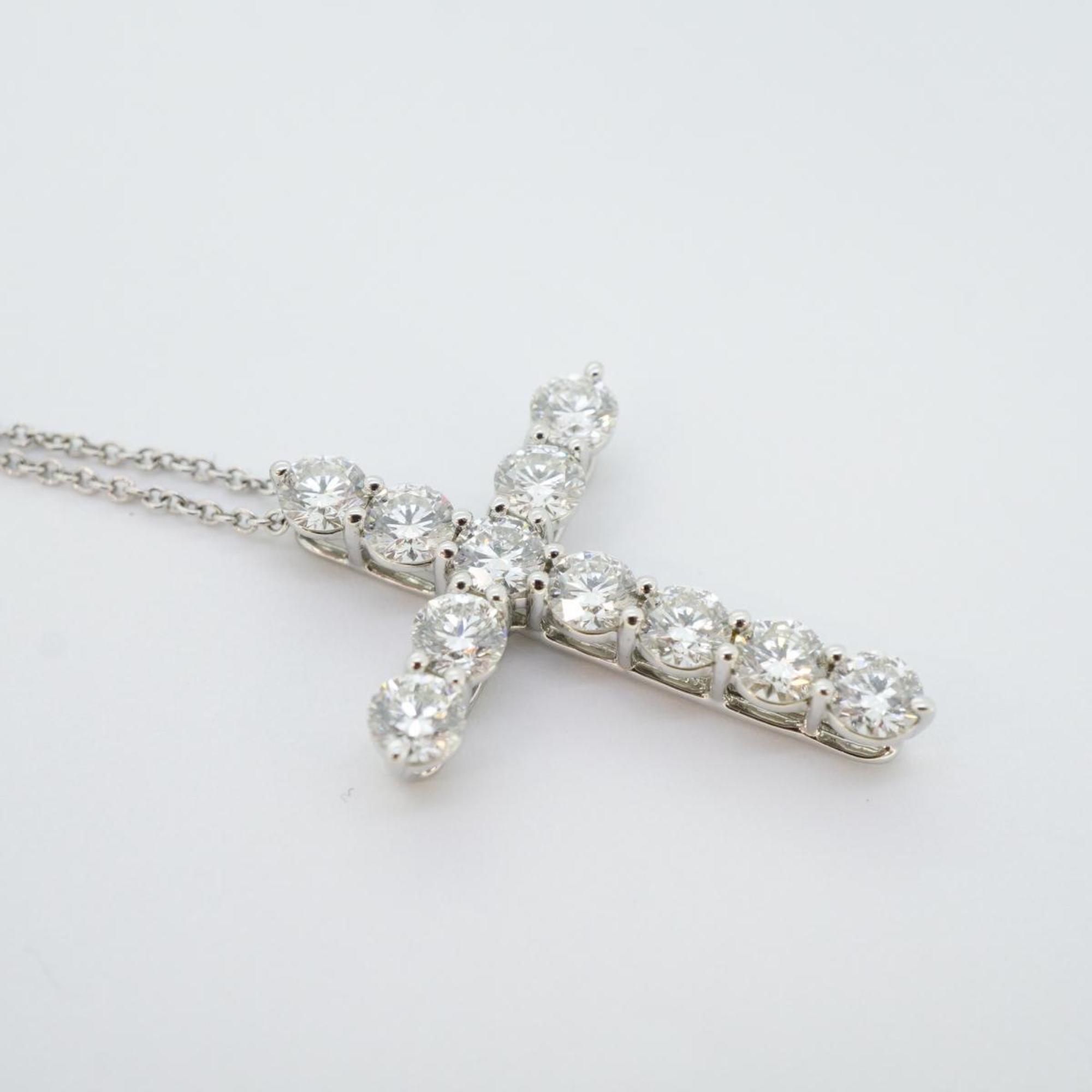 Tiffany Necklace Cross Large 11PD Diamond Pt950 Platinum Women's