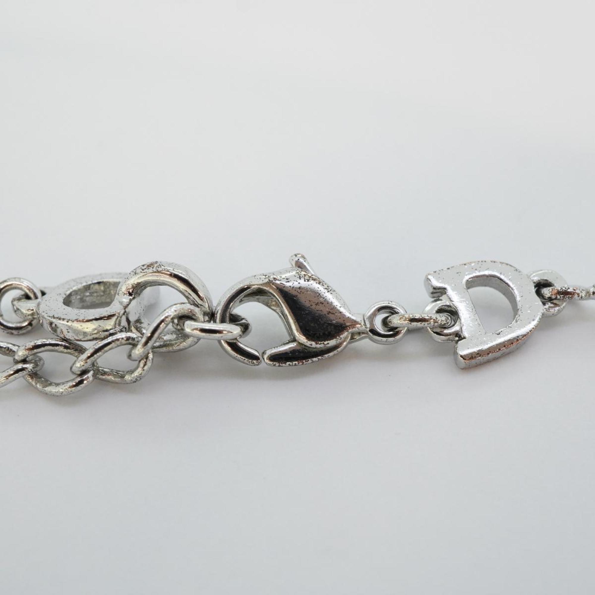 Christian Dior Bracelet Plate Metal Silver Black Women's