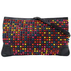 Christian Louboutin Women's Clutch Bag Shoulder 2way Leather Multi Studs Vivid Chain