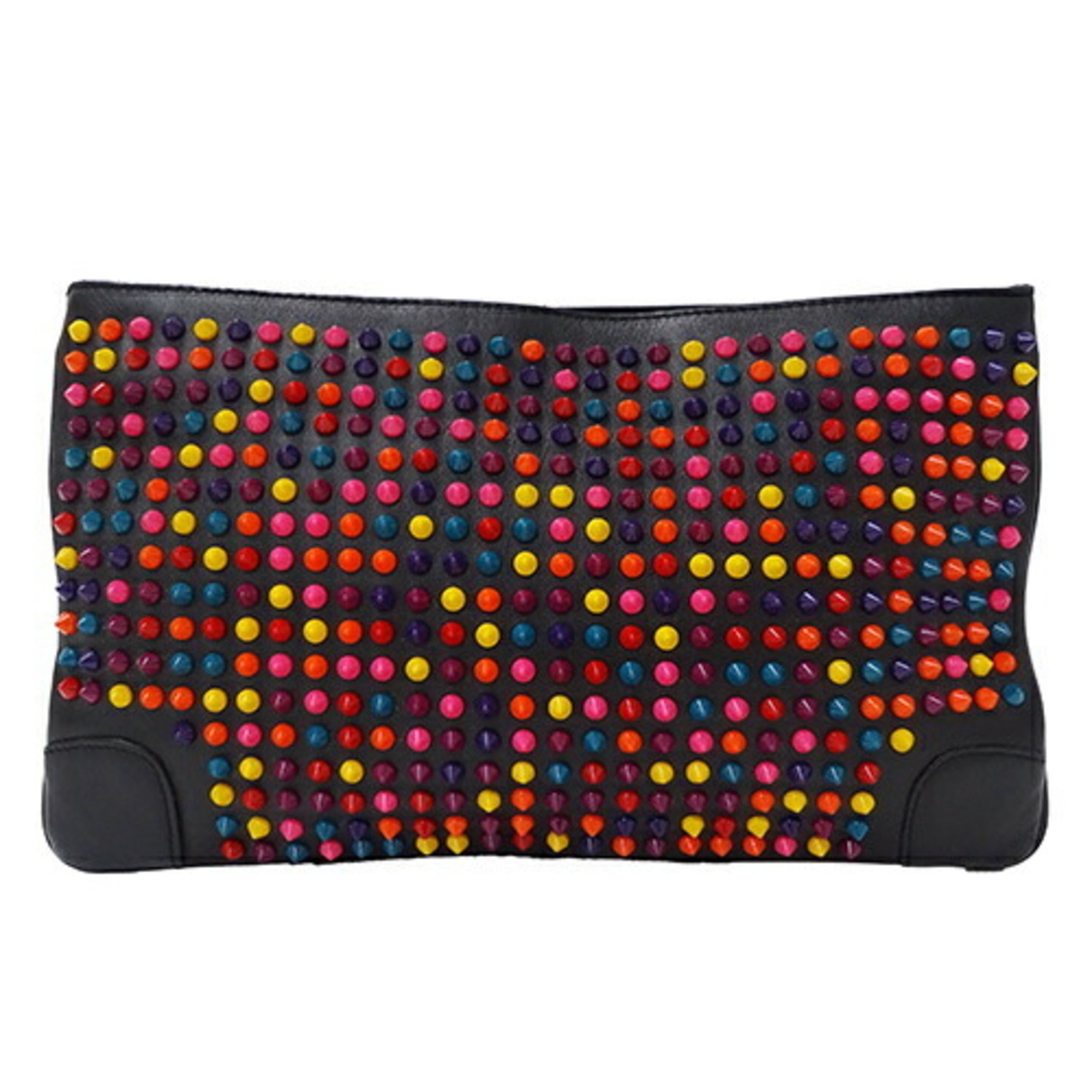 Christian Louboutin Women's Clutch Bag Shoulder 2way Leather Multi Studs Vivid Chain