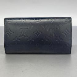 Louis Vuitton Tri-fold Long Wallet Monogram Matte Porte Tresor International M65105 Blue Women's