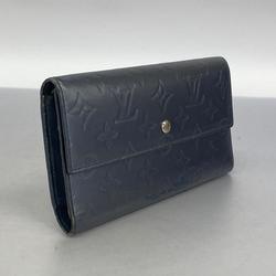 Louis Vuitton Tri-fold Long Wallet Monogram Matte Porte Tresor International M65105 Blue Women's