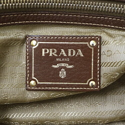 PRADA Women's Tote Bag Shoulder Jacquard Canvas Brown Beige