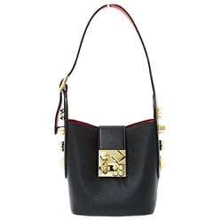 Christian Louboutin Women's Shoulder Bag Leather Caraski Bucket Black Studs