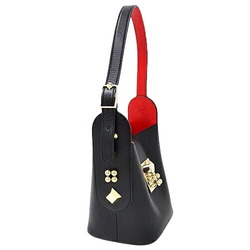 Christian Louboutin Women's Shoulder Bag Leather Caraski Bucket Black Studs