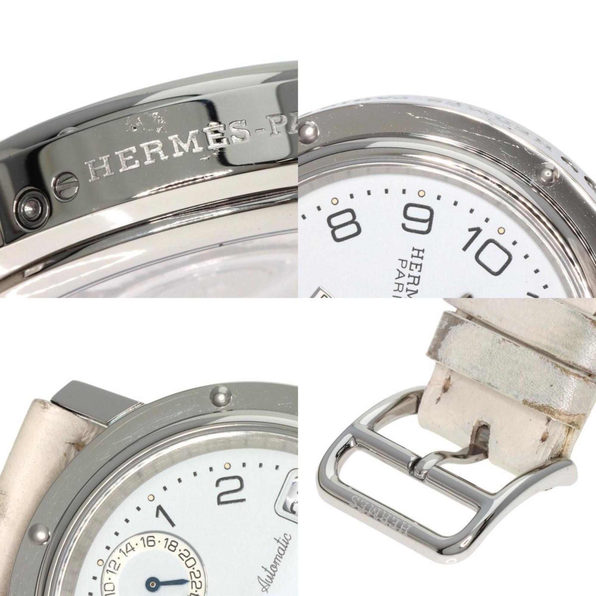 Hermes CL5.710 Clipper Power Reserve Watch Stainless Steel Leather Men's HERMES