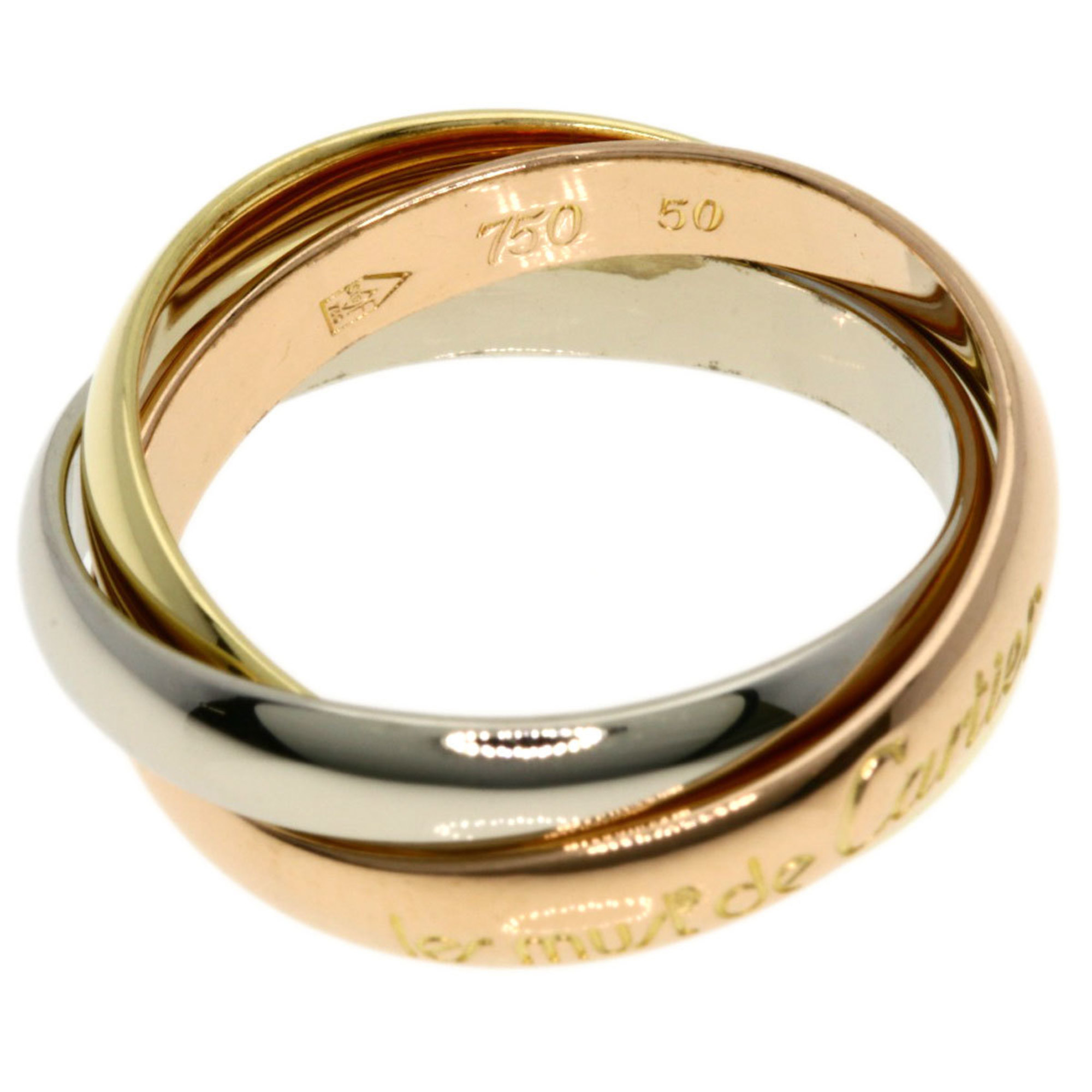 Cartier Trinity #50 Ring, K18 Yellow Gold, K18WG, K18PG, Women's, CARTIER