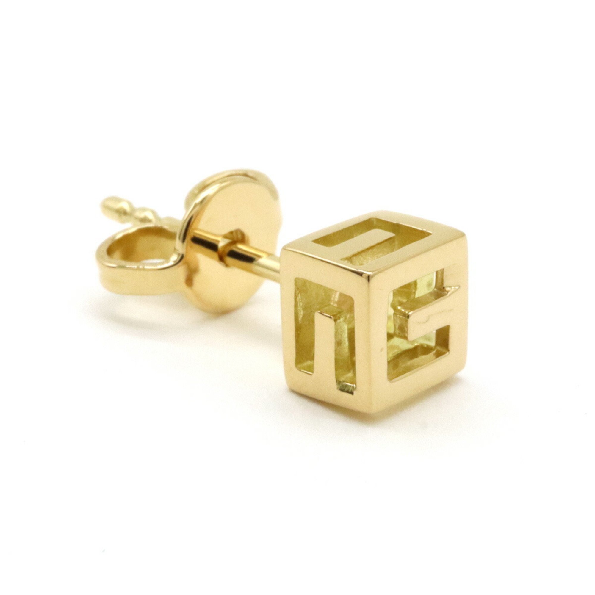 GUCCI G Cube Motif Earrings K18YG 750YG Yellow Gold One Side Only