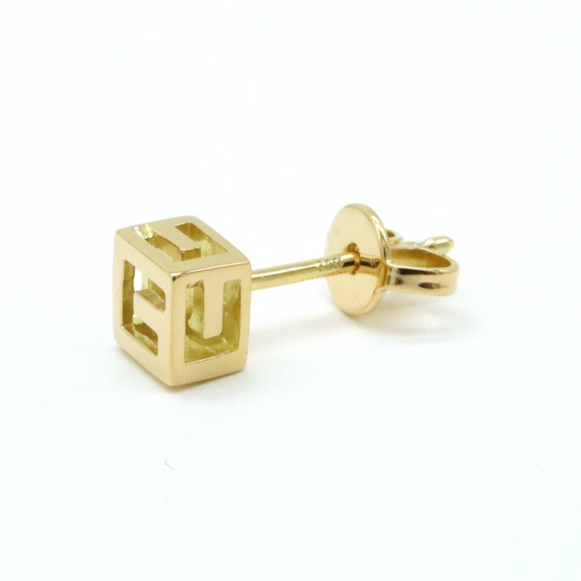 GUCCI G Cube Motif Earrings K18YG 750YG Yellow Gold One Side Only