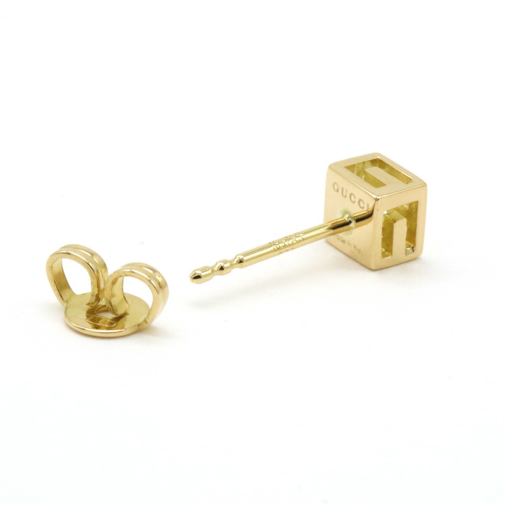 GUCCI G Cube Motif Earrings K18YG 750YG Yellow Gold One Side Only