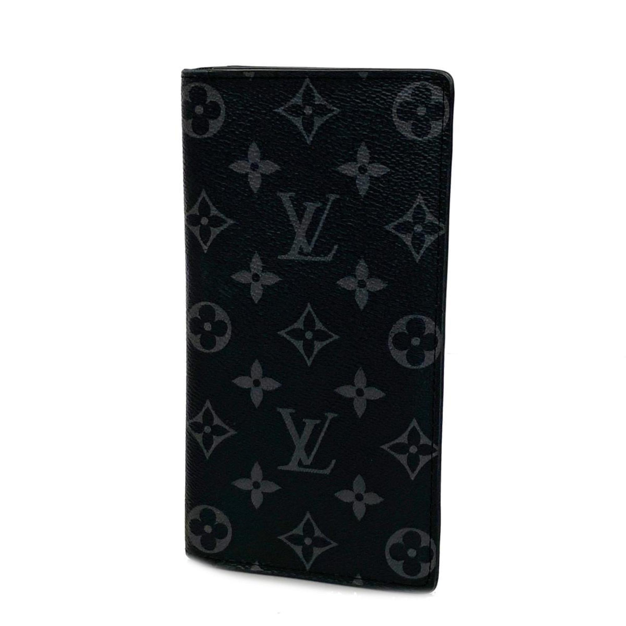 Louis Vuitton Long Wallet Monogram Eclipse Portefeuille Brazza M61697 Black Men's