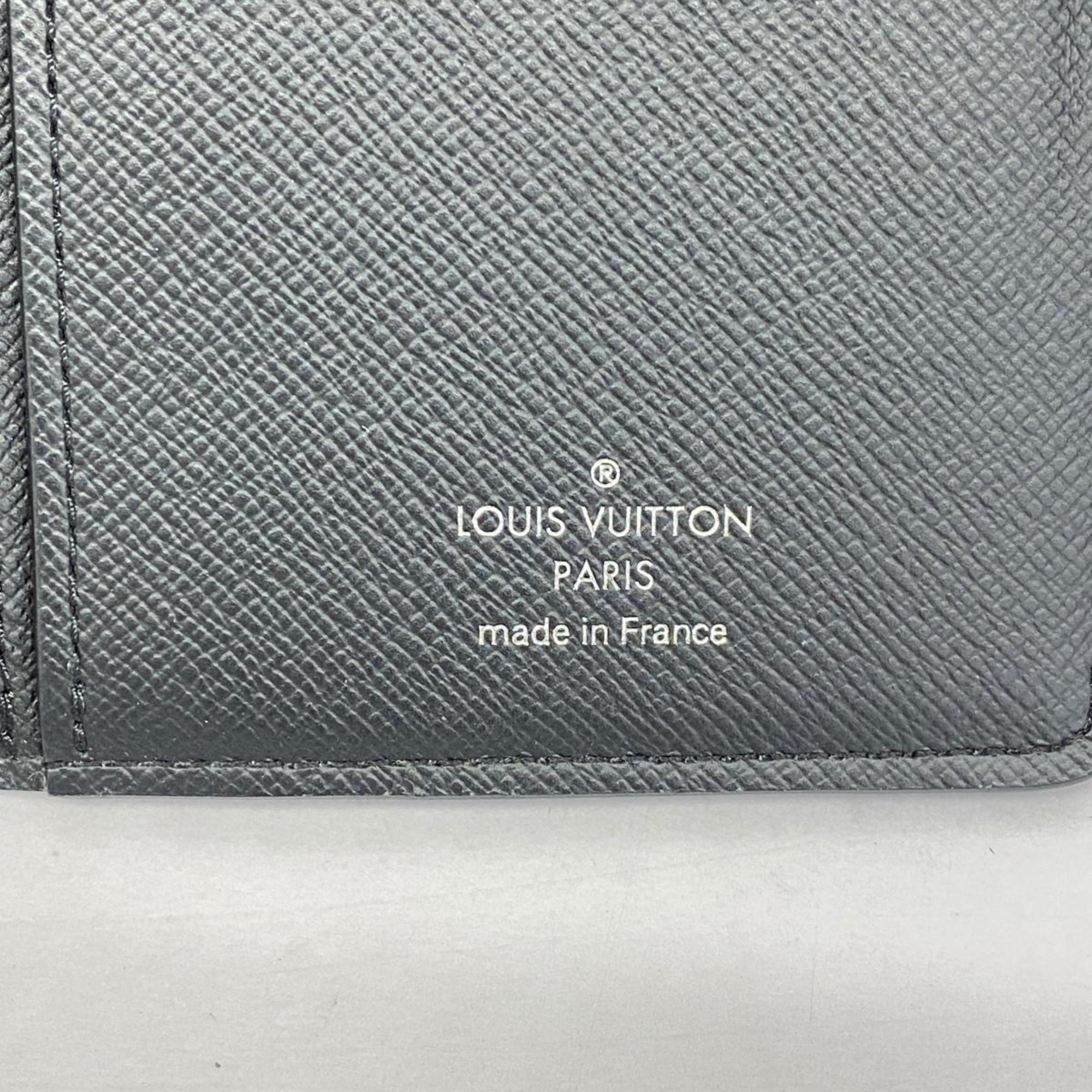 Louis Vuitton Long Wallet Monogram Eclipse Portefeuille Brazza M61697 Black Men's