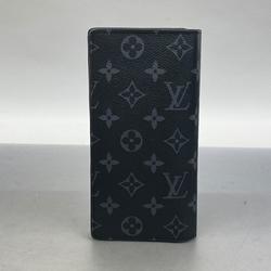 Louis Vuitton Long Wallet Monogram Eclipse Portefeuille Brazza M61697 Black Men's