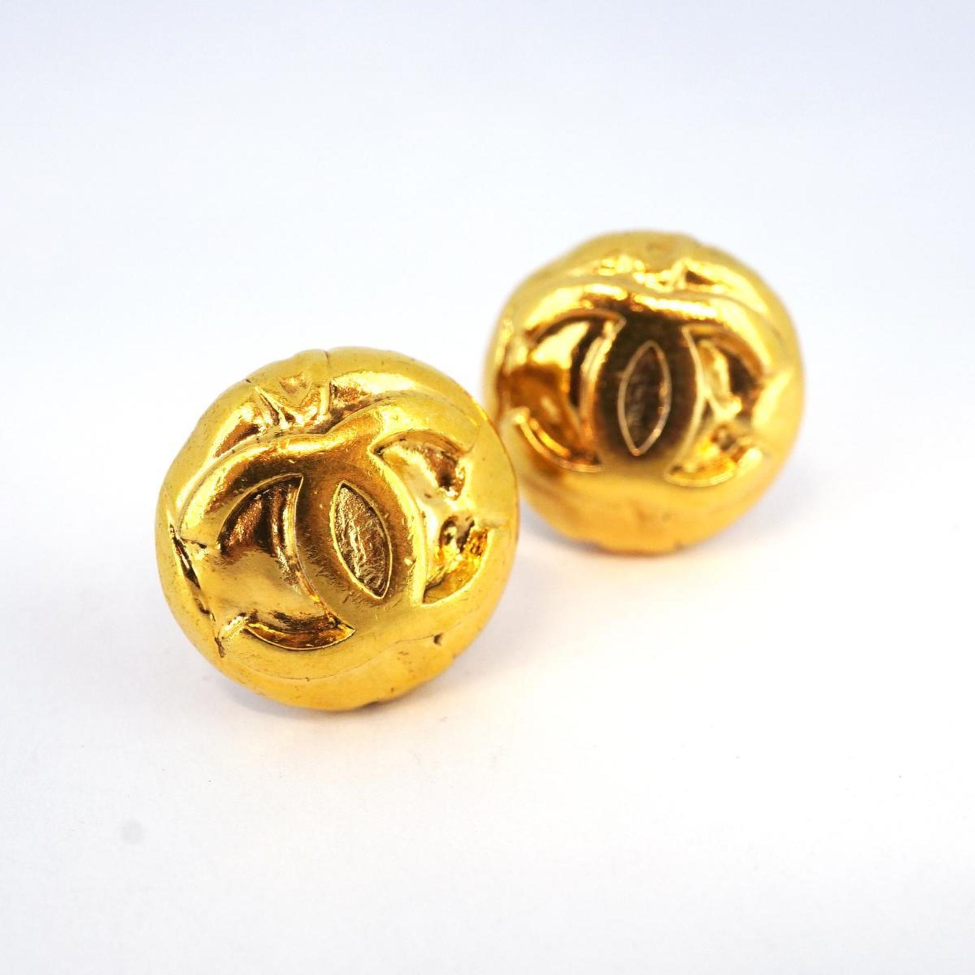 Chanel Earrings Coco Mark Circle GP Plated Gold 96A Women's