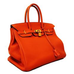 Hermes handbag Birkin 35 C engraved Togo Terre Bateau ladies