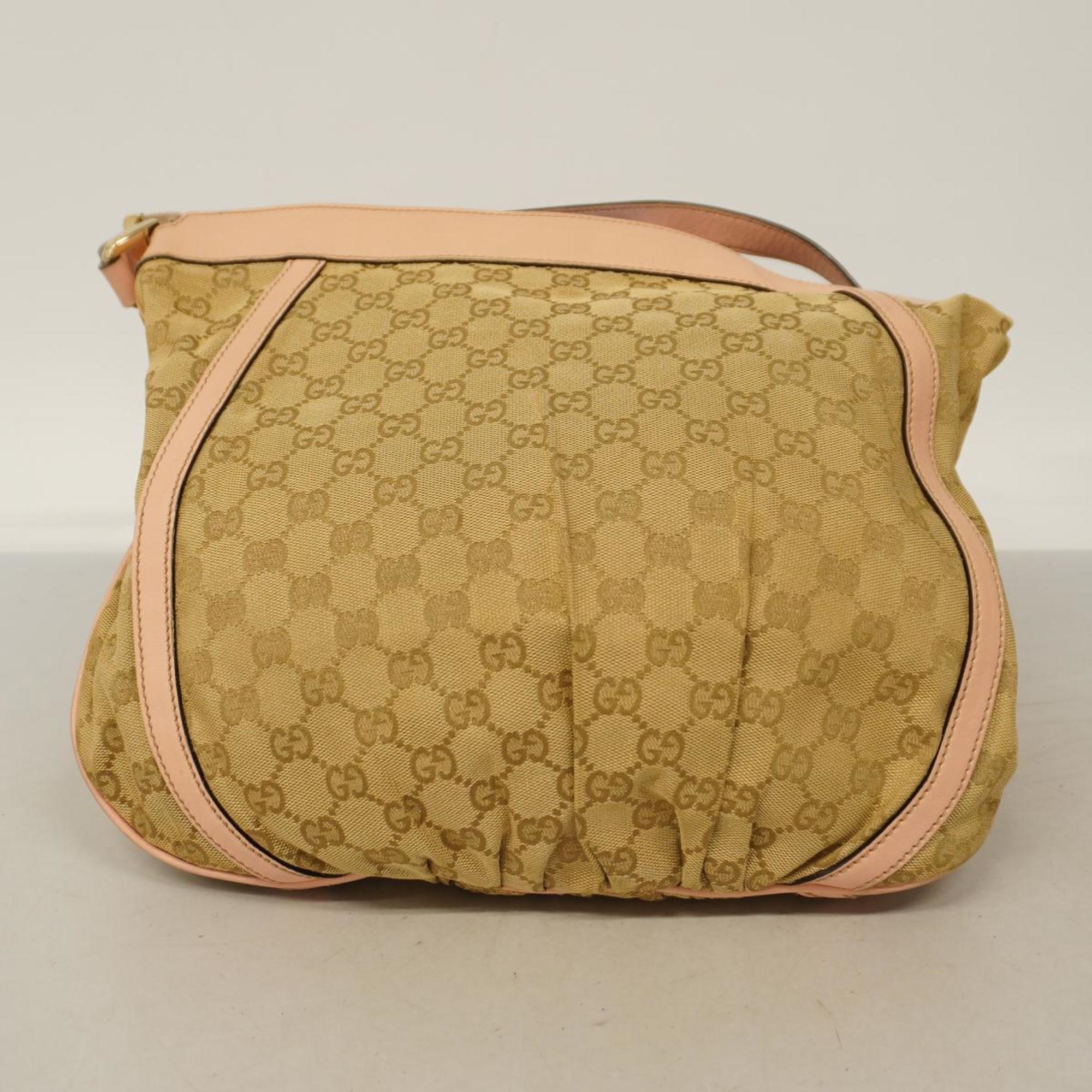 Gucci Shoulder Bag GG Canvas Abby 204940 Leather Pink Beige Champagne Women's