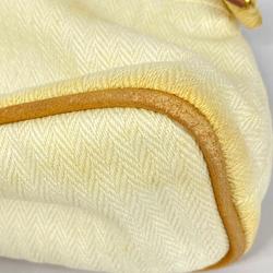 Hermes Pouch Bolide MM Canvas Toile Chevron White Women's