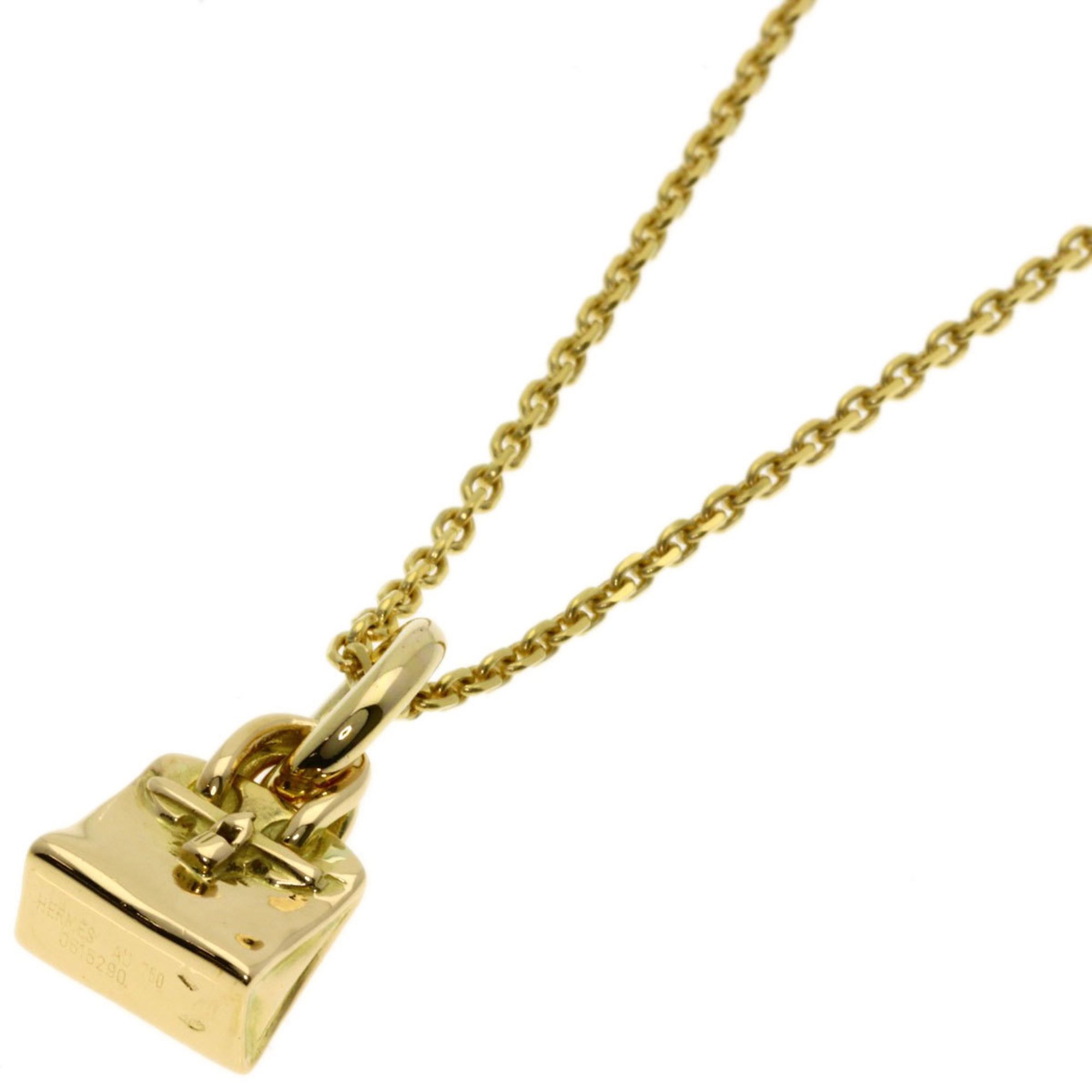 Hermes Birkin motif necklace K18 yellow gold for women HERMES