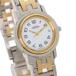 Hermes Clipper Old Type Watch Stainless Steel SSxGP Ladies HERMES