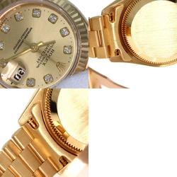 Rolex 69178G Datejust 10P Diamond Watch K18 Yellow Gold K18YG Ladies ROLEX