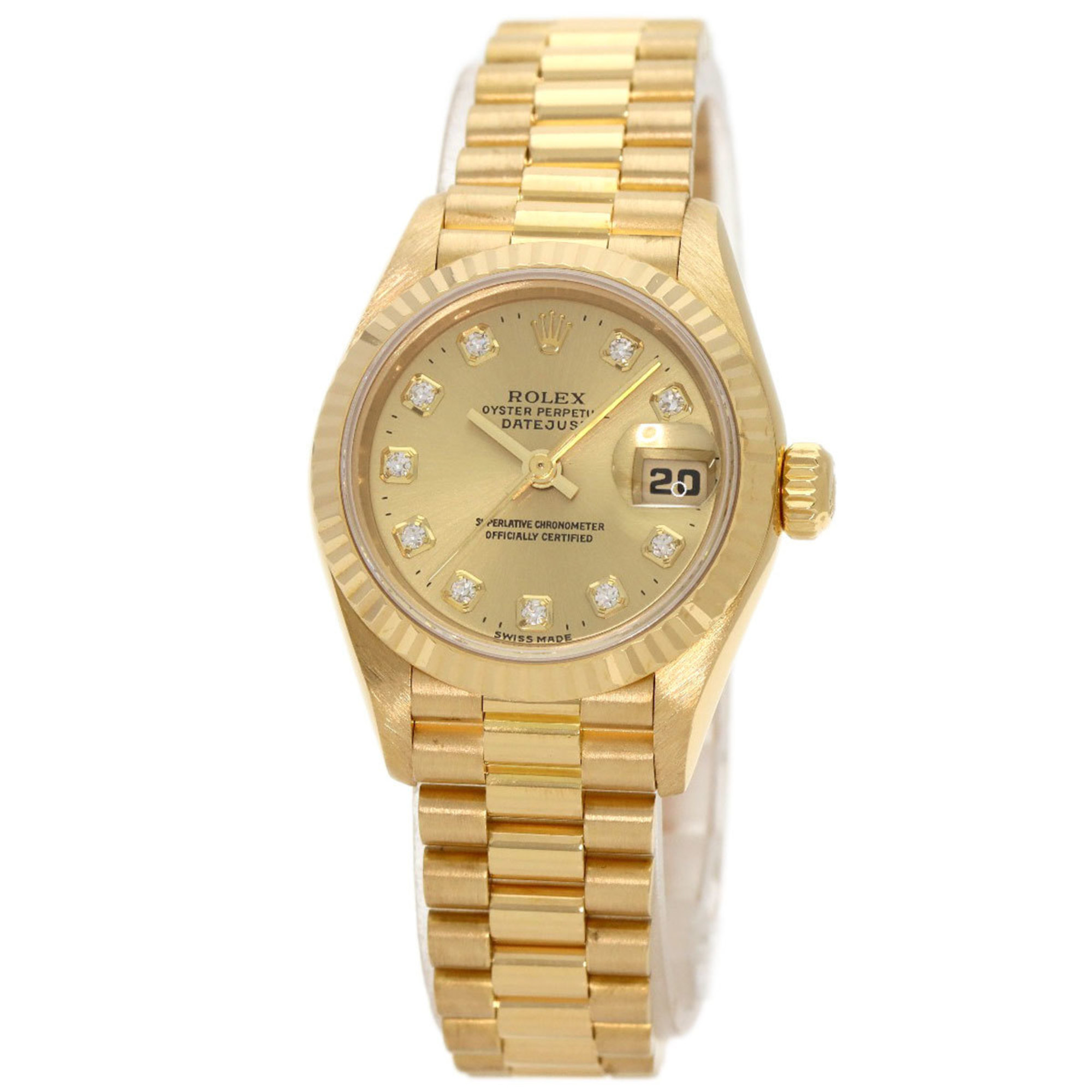 Rolex 69178G Datejust 10P Diamond Watch K18 Yellow Gold K18YG Ladies ROLEX