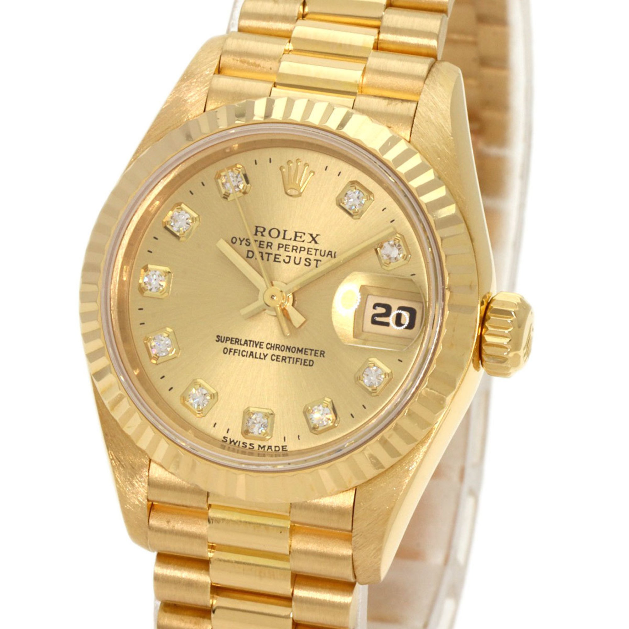 Rolex 69178G Datejust 10P Diamond Watch K18 Yellow Gold K18YG Ladies ROLEX