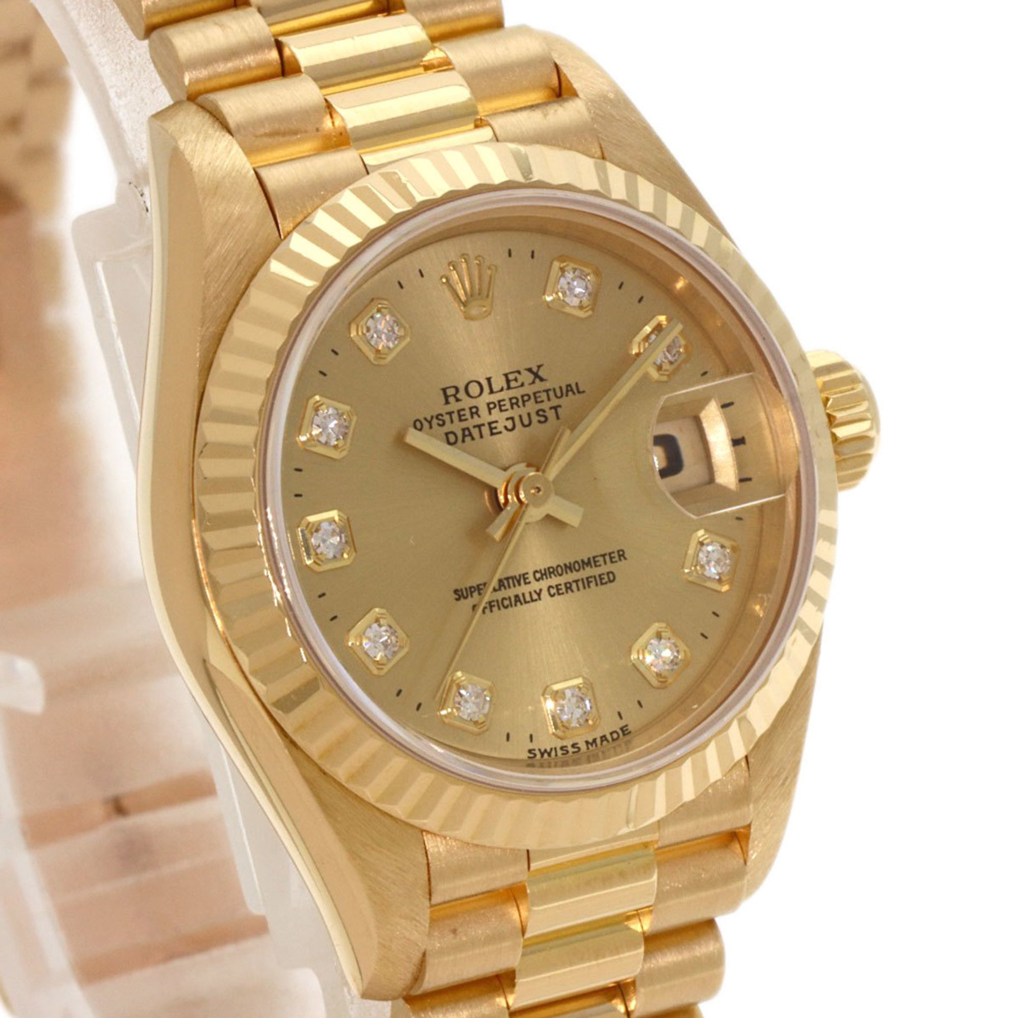 Rolex 69178G Datejust 10P Diamond Watch K18 Yellow Gold K18YG Ladies ROLEX