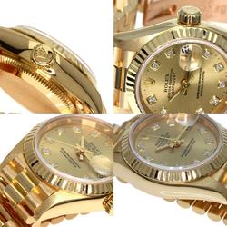 Rolex 69178G Datejust 10P Diamond Watch K18 Yellow Gold K18YG Ladies ROLEX