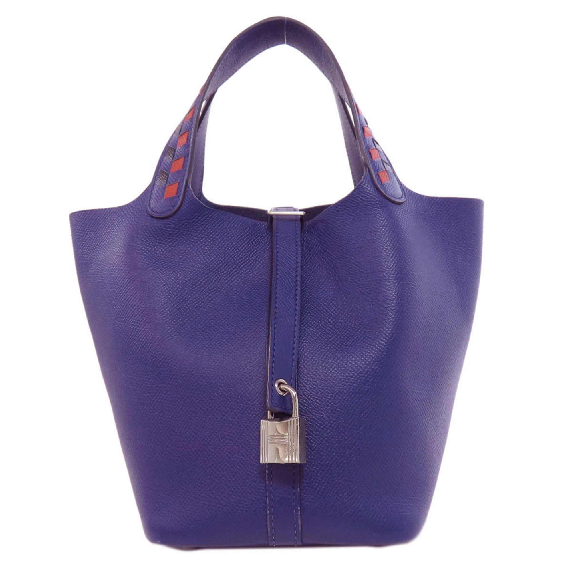 Hermes Picotin Lock PM Blue Ankle Tracesage Handbag Epson Women's HERMES