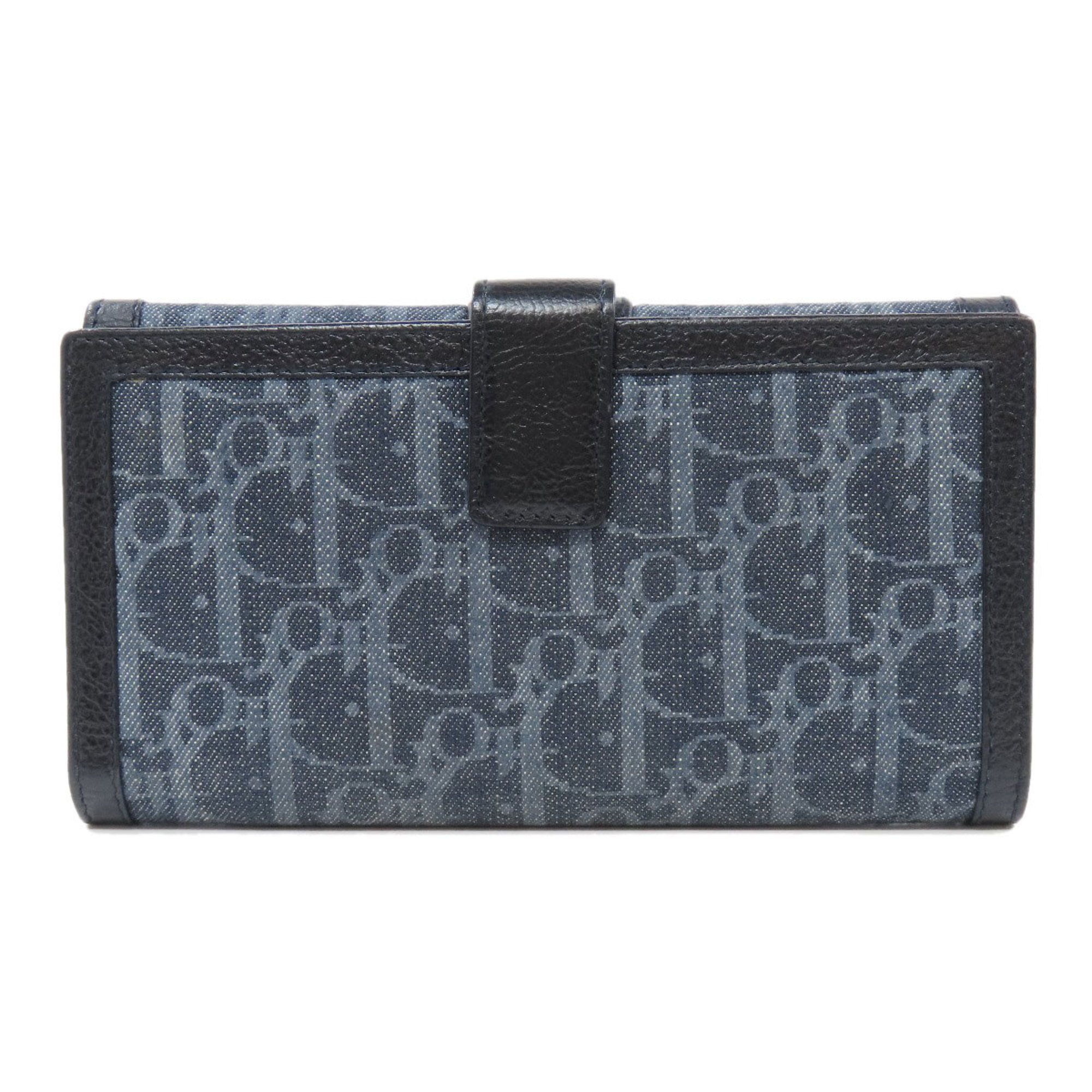 Christian Dior Trotter Pattern Long Wallet Denim Women's CHRISTIAN DIOR