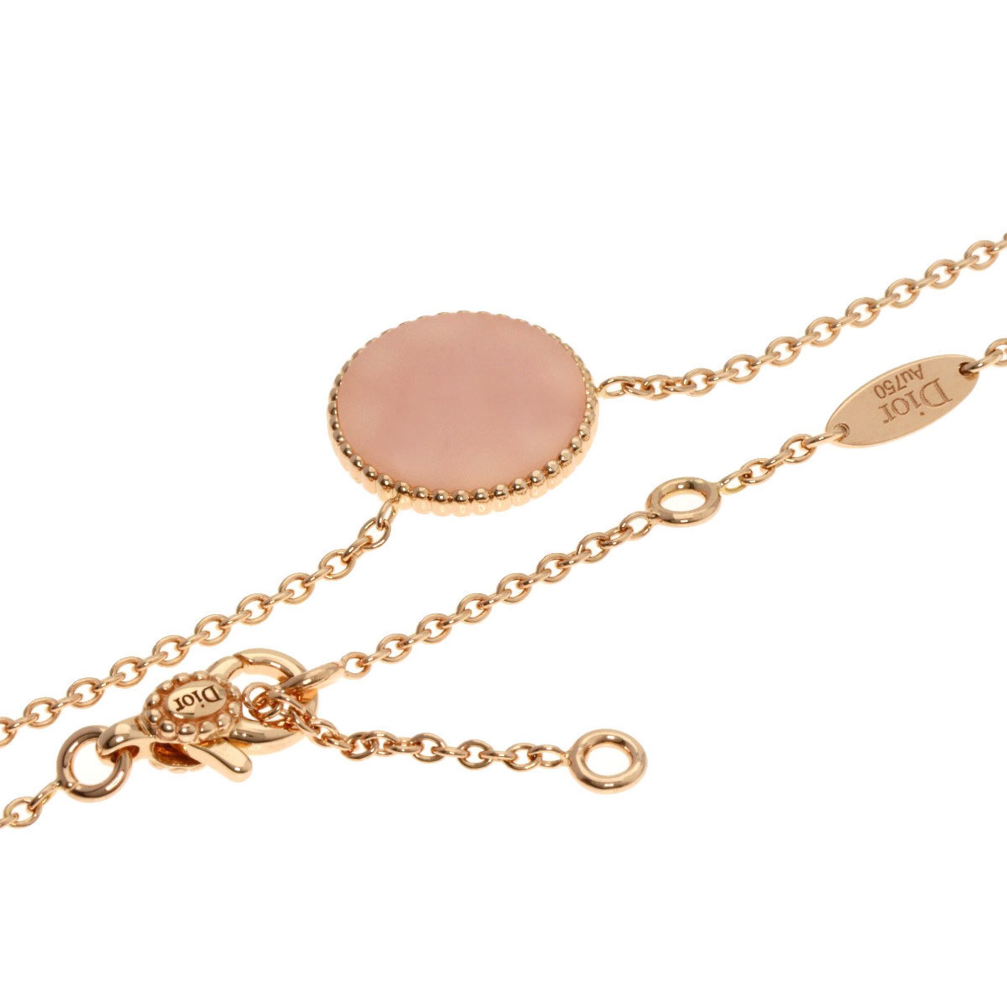 Christian Dior Dior Rose Devant Diamond Necklace K18 Pink Gold Women's