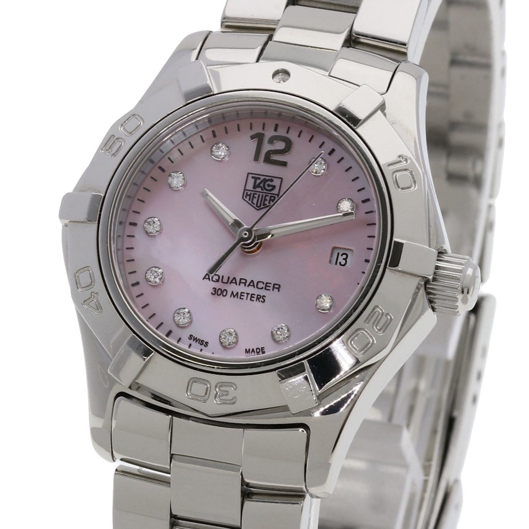 TAG Heuer WAF141A Aquaracer 10P Diamond Watch Stainless Steel SS Ladies HEUER