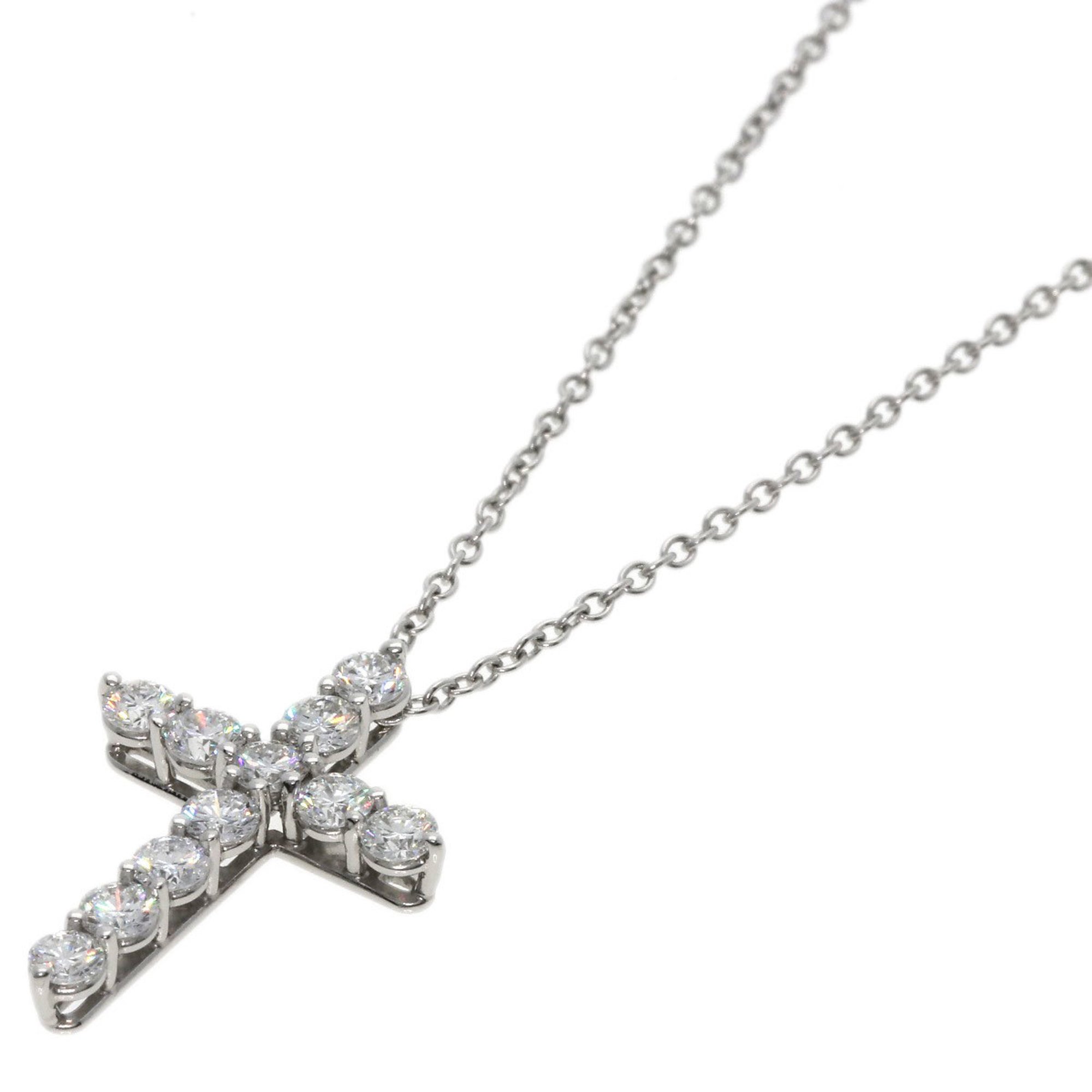 Tiffany Small Cross Diamond Necklace Platinum PT950 Women's TIFFANY&Co.