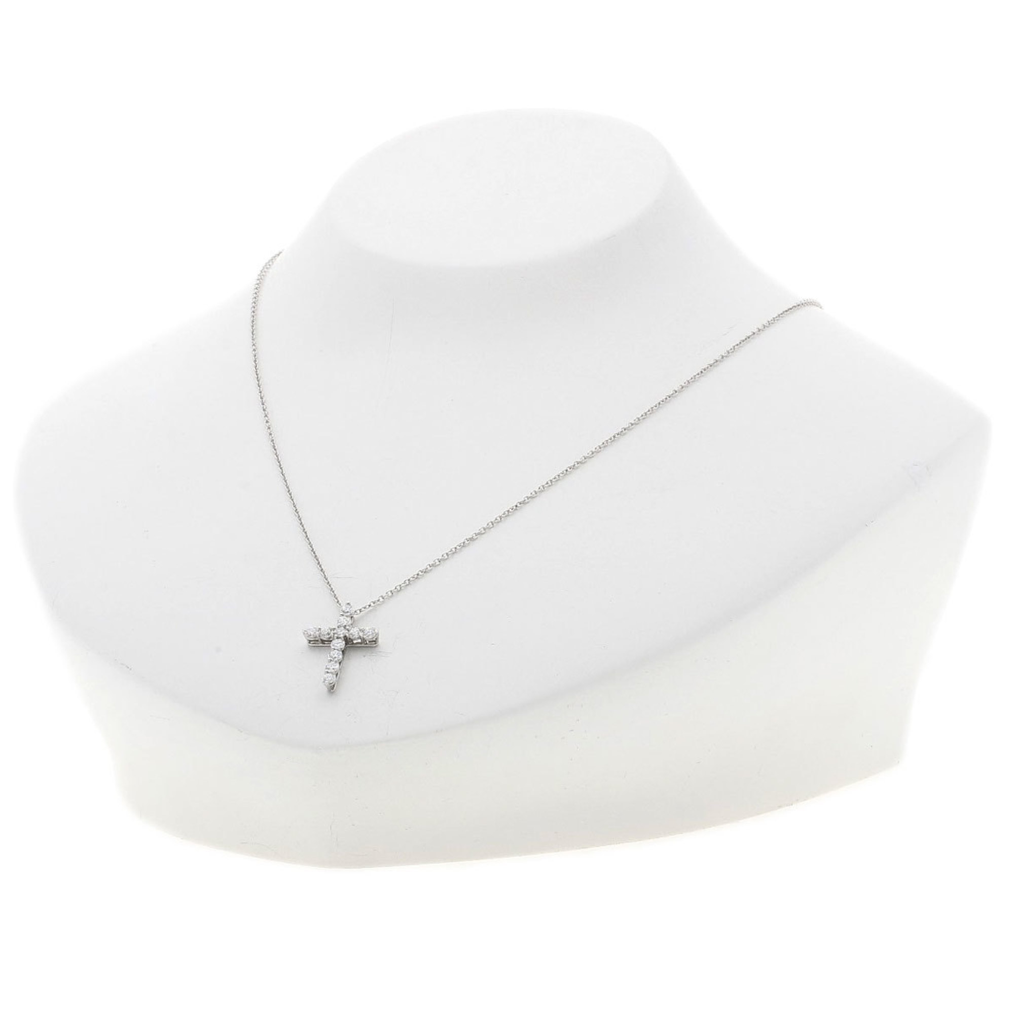 Tiffany Small Cross Diamond Necklace Platinum PT950 Women's TIFFANY&Co.