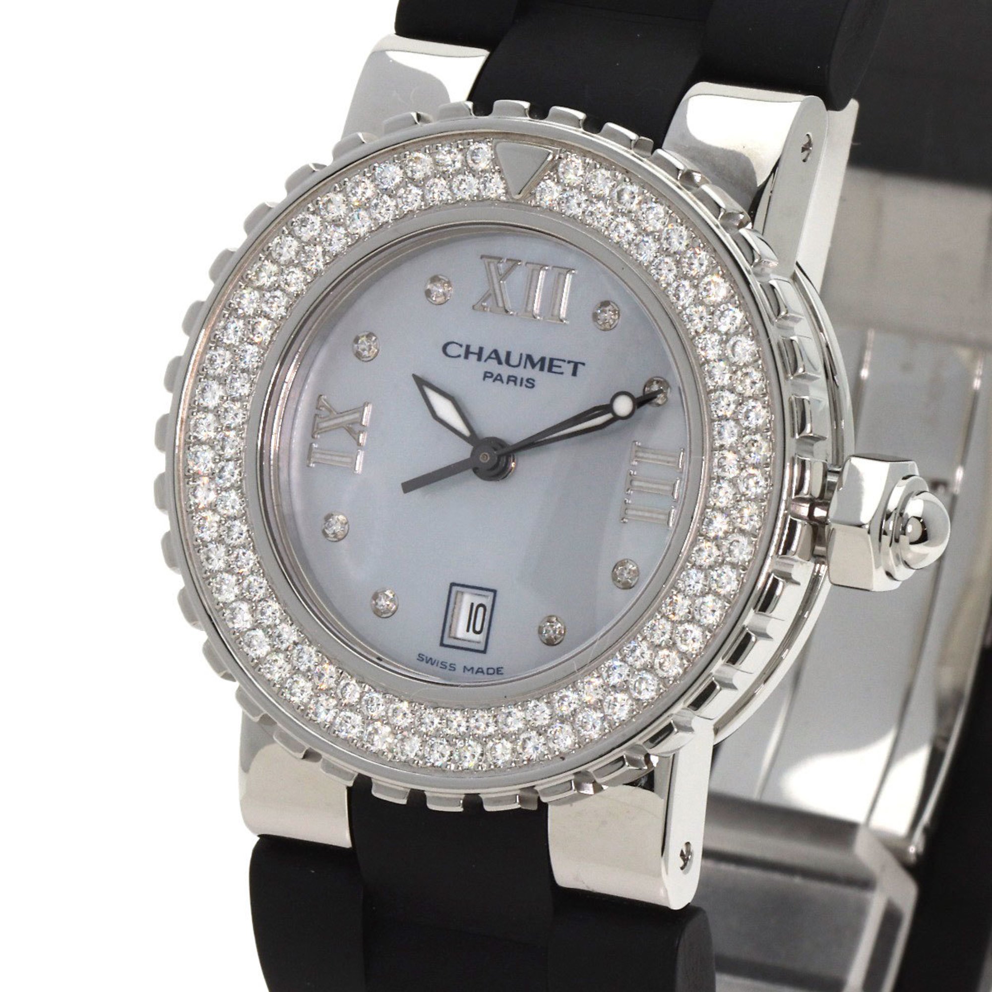 Chaumet Class One Diamond Watch Stainless Steel Rubber Women's