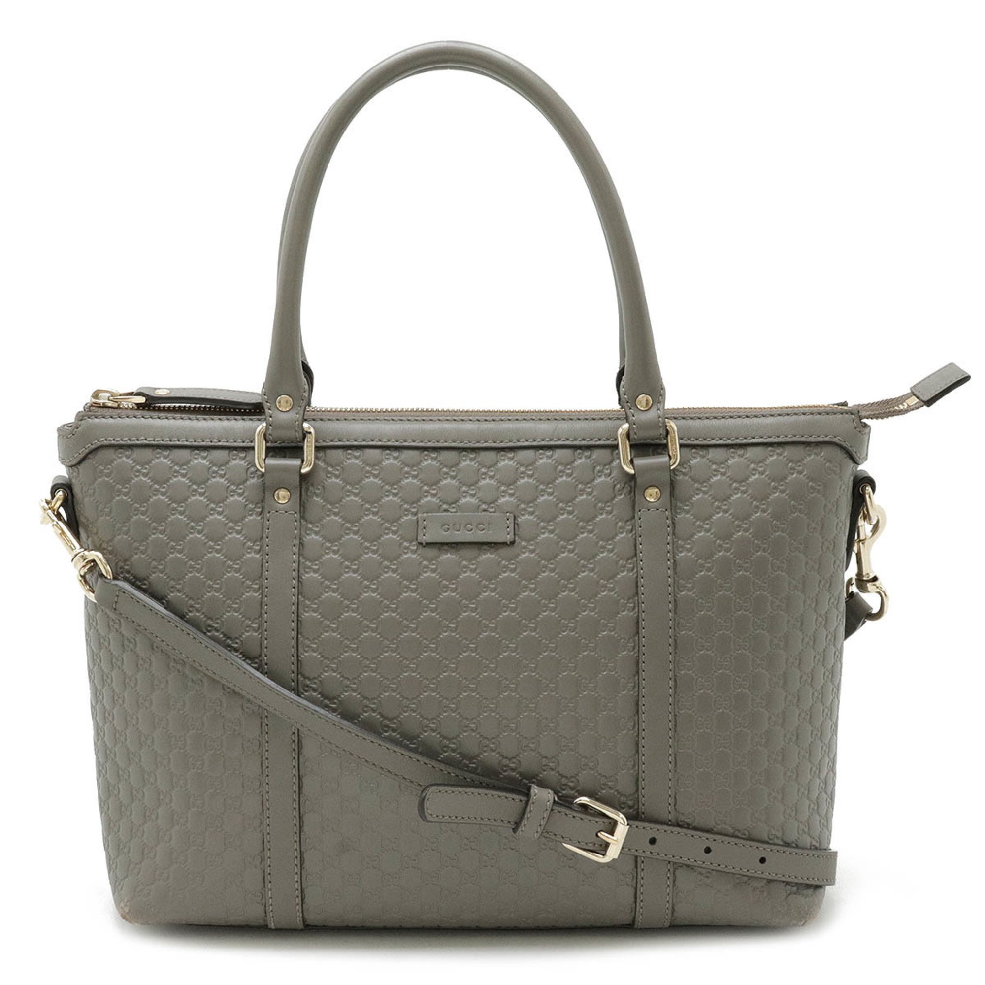 GUCCI Micro Guccissima Tote Bag Shoulder Leather Grey 449656