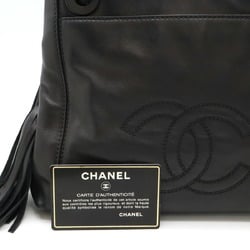 CHANEL Coco Mark Tassel Shoulder Bag Tote Leather Black