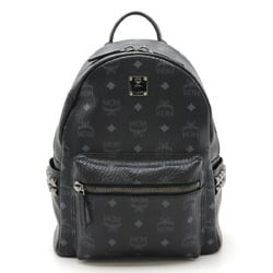 MCM Glam Visetos Backpack Leather Studs Black Grey MMK6SV37BK001