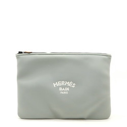 HERMES Neoban GM Multi-Pouch Clutch Bag Second Polyamide Elastane Leather Light Gray White