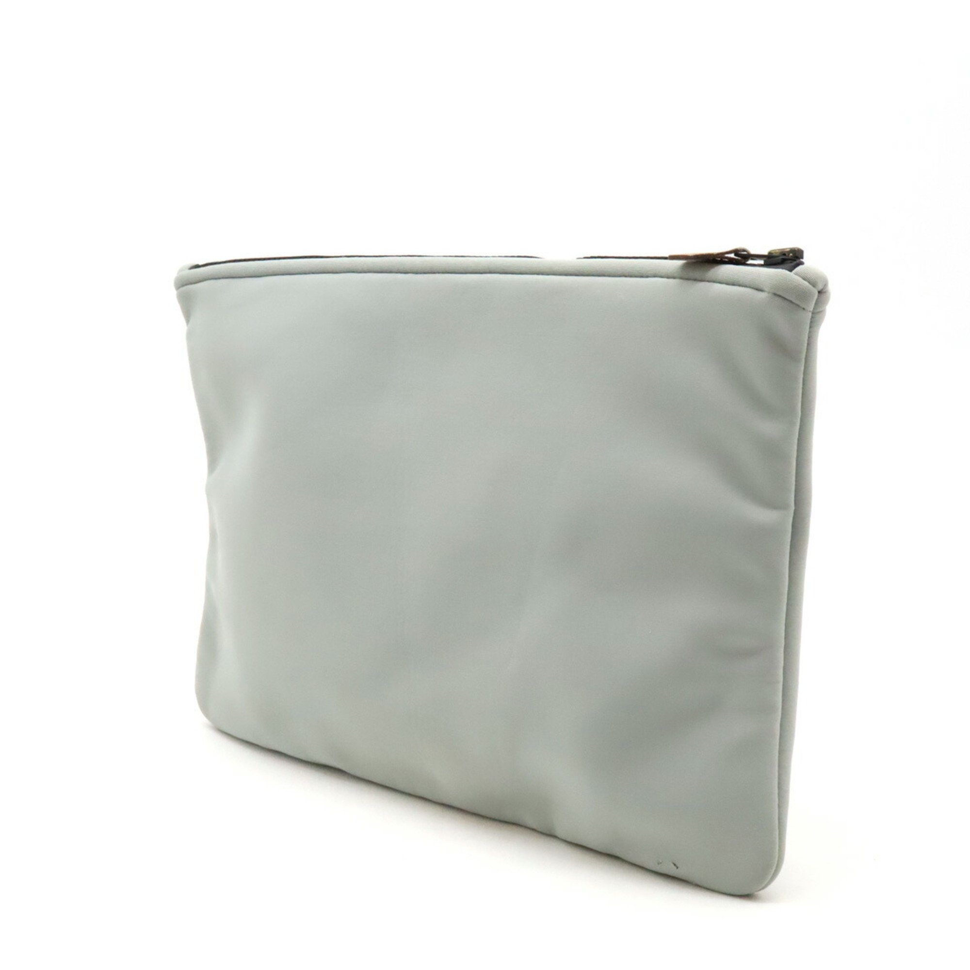 HERMES Neoban GM Multi-Pouch Clutch Bag Second Polyamide Elastane Leather Light Gray White