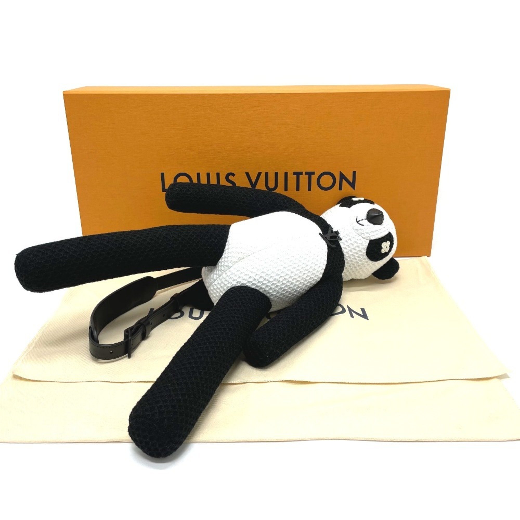 LOUIS VUITTON M57414 Zoom and Friends Adventure LV Friend Panda Bear Shoulder Bag Cotton Men's Women's Black x White