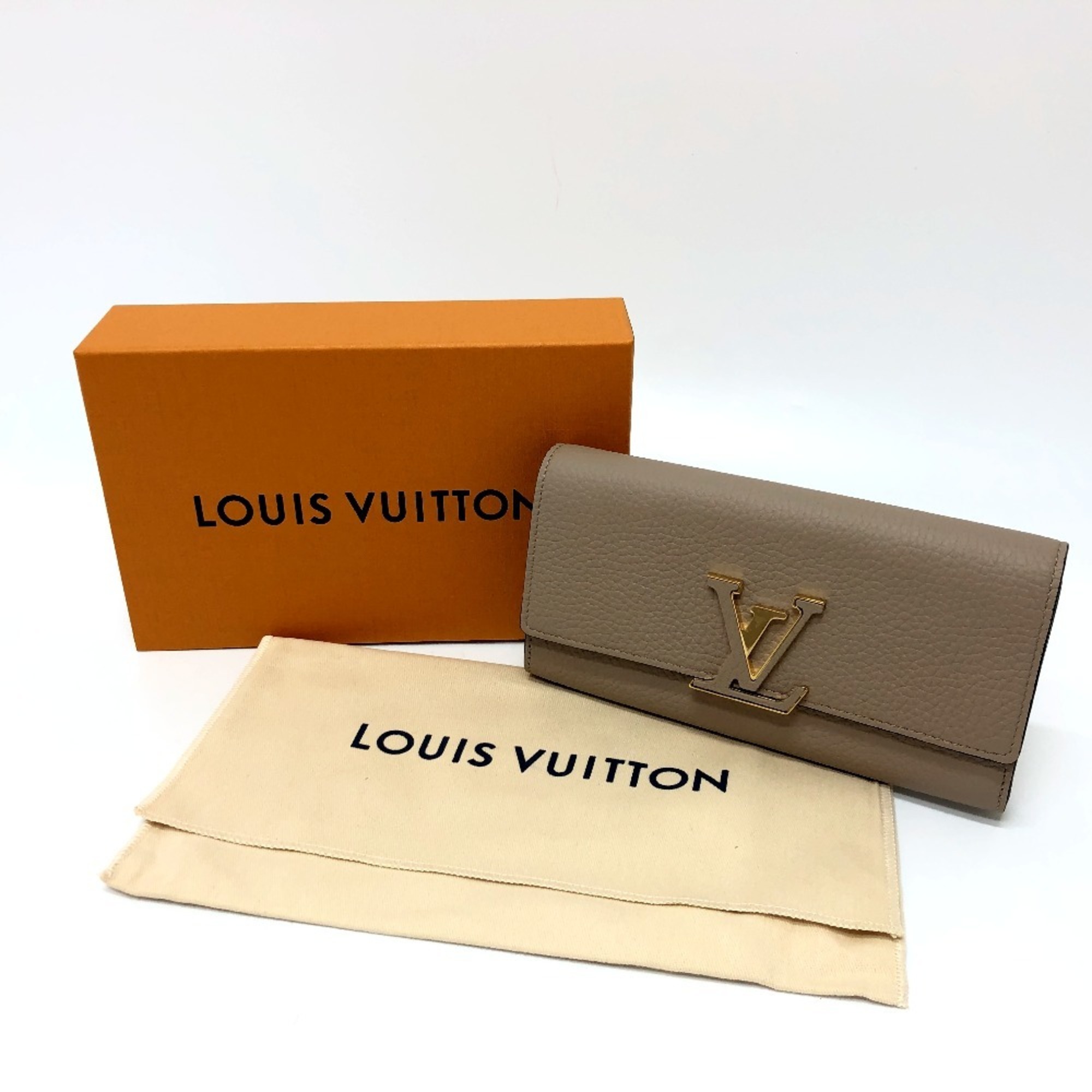 LOUIS VUITTON M61249 Portefeuille Capucines Wallet Long Taurillon Leather Women's Galle Beige