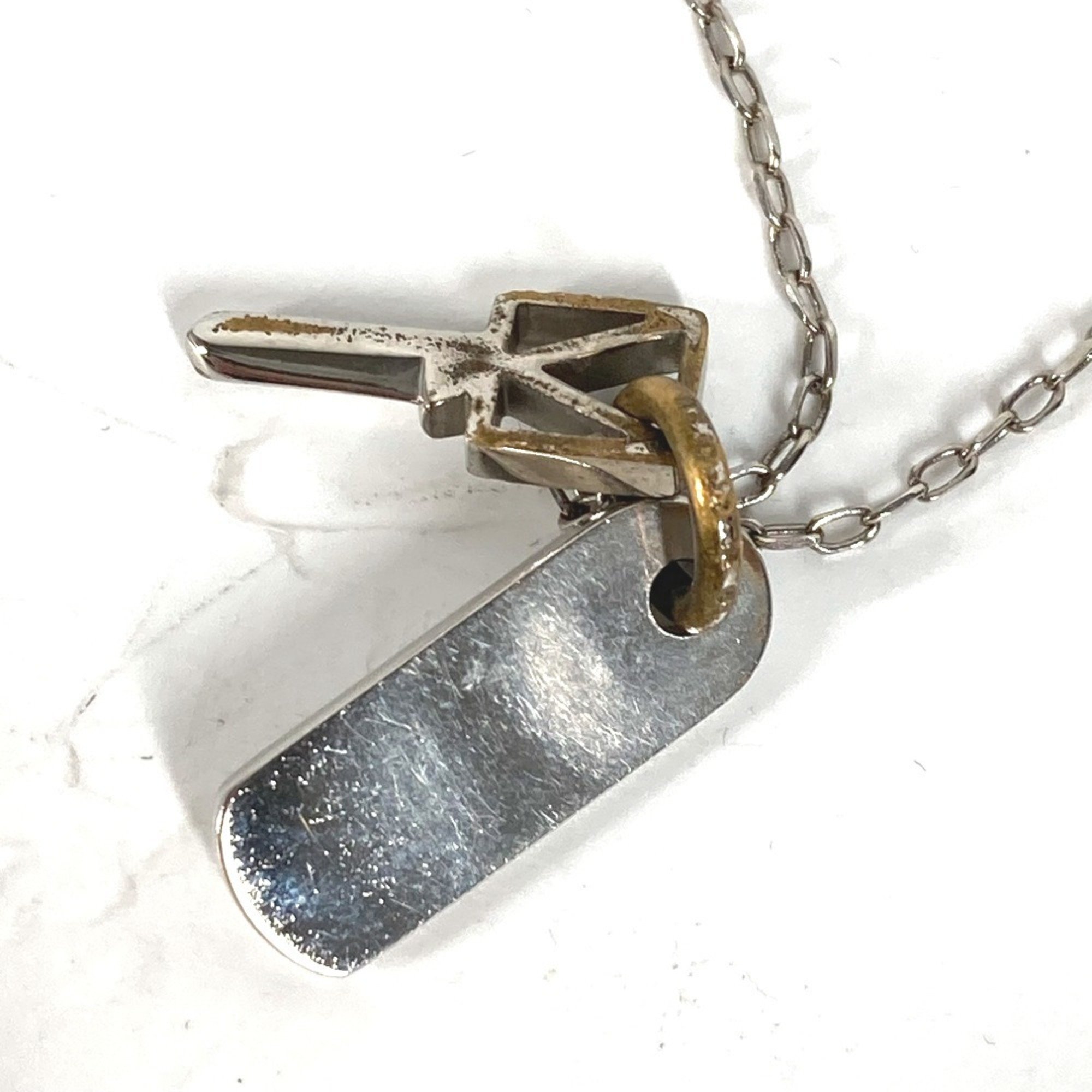 LOUIS VUITTON M61983 Key Collier Charms V Square Chain Necklace, Metal, Men's, Silver