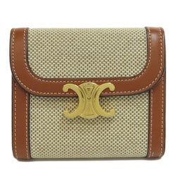 CELINE Triomphe Bi-fold Wallet Canvas Leather Women's