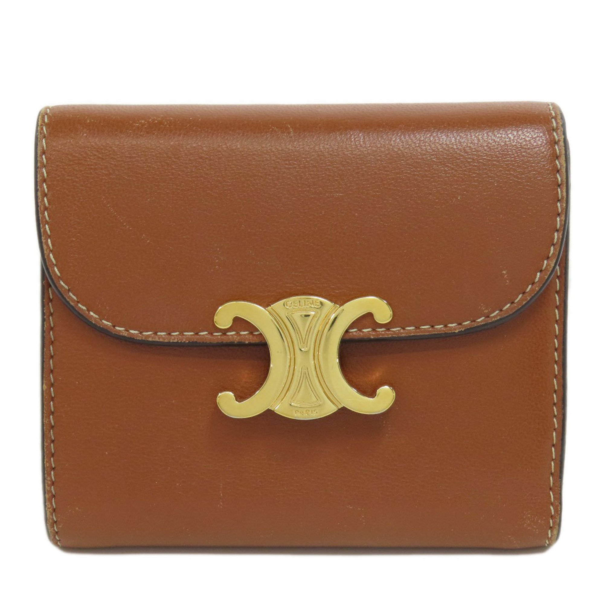 CELINE Triomphe Bi-fold Wallet Leather Women's