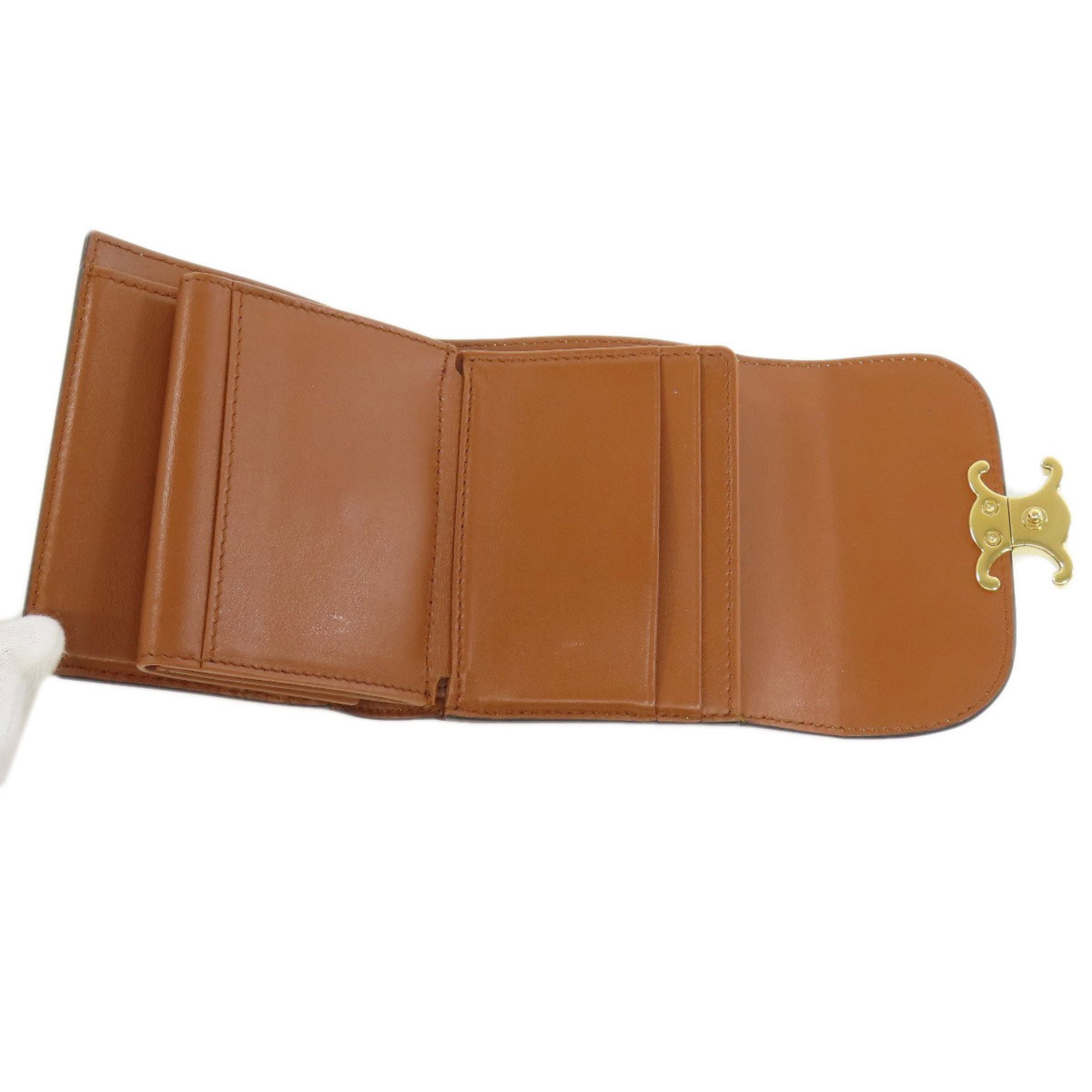 CELINE Triomphe Bi-fold Wallet Leather Women's