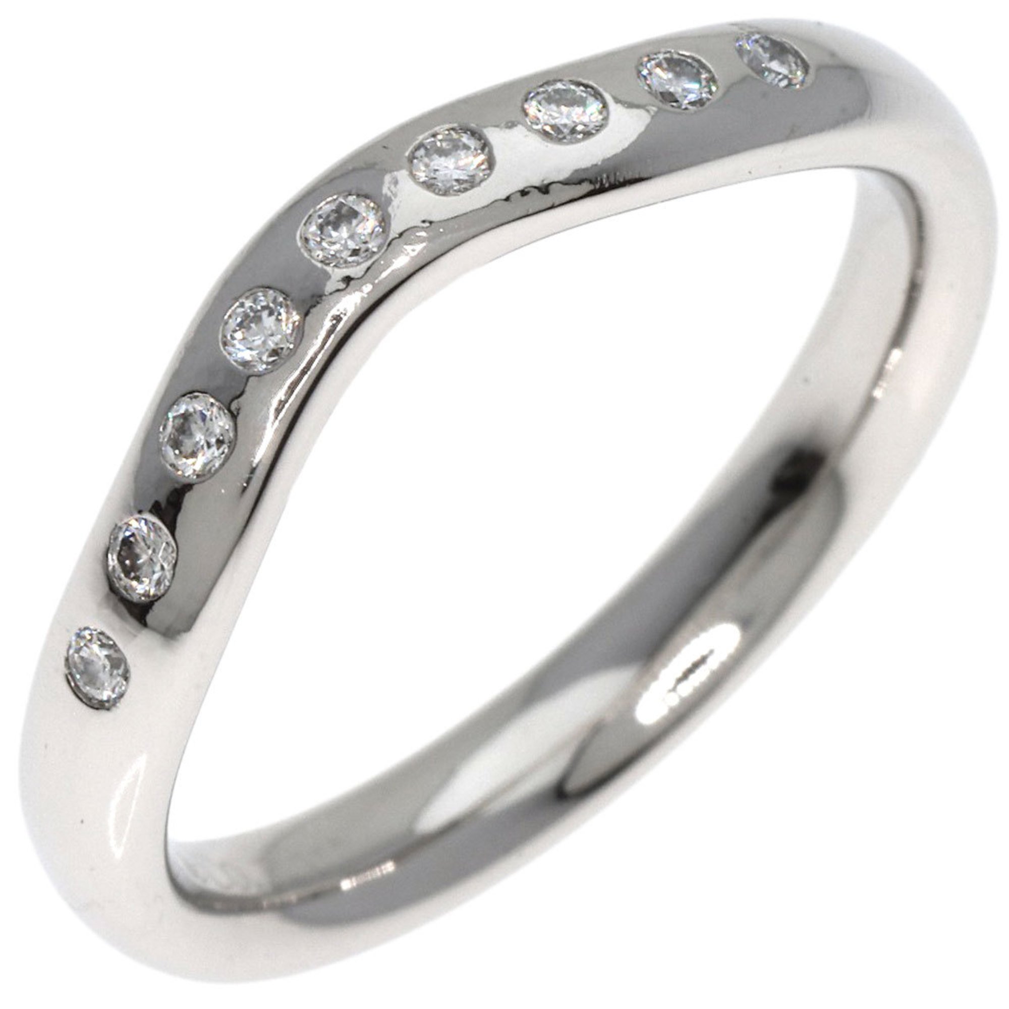 Tiffany & Co. Curved Band Diamond Ring, Platinum PT950, Women's, TIFFANY