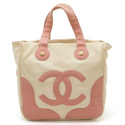 CHANEL Marshmallow Bag Tote Handbag Canvas Pink Ivory White A24224