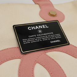 CHANEL Marshmallow Bag Tote Handbag Canvas Pink Ivory White A24224